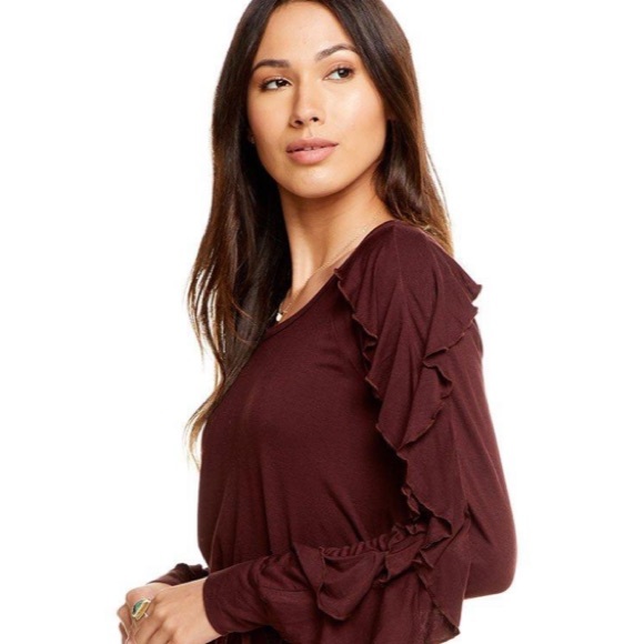 NWT CHASER Cool Jersey Ruffle Raglan Shirttail Dress Size M Color: Gray - Picture 5 of 12